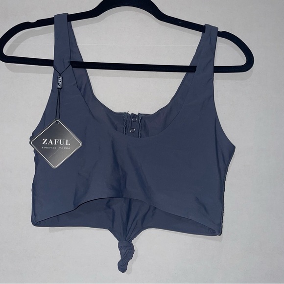 Zaful Gray Button-Front Bikini Top - Picture 6 of 6